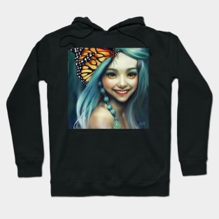 Monarch Butterfly with Blue Hair Hoodie